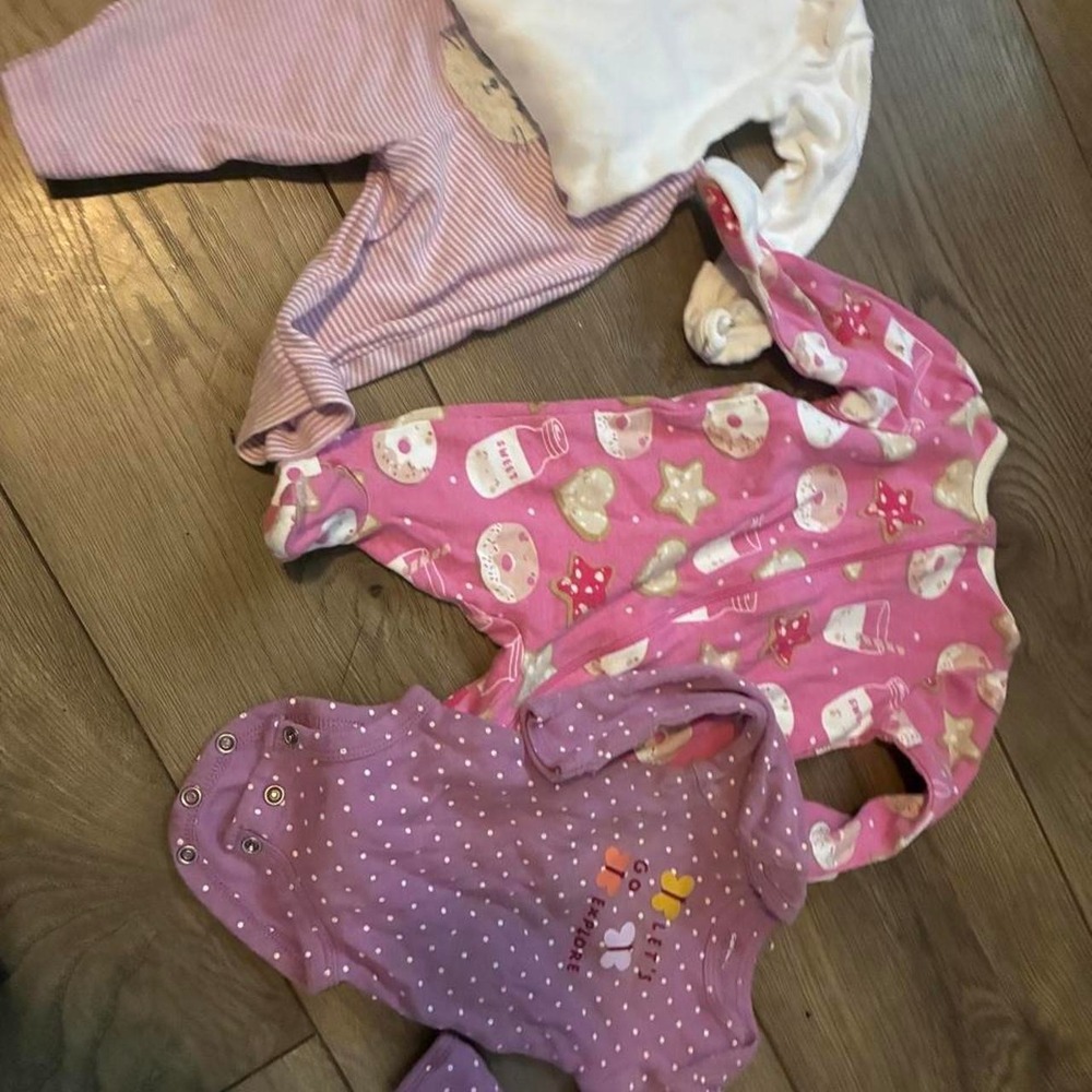 Carters Baby Bodysuits Sleeper Set Girl 3-6M Pink Purple NWOT Bundle